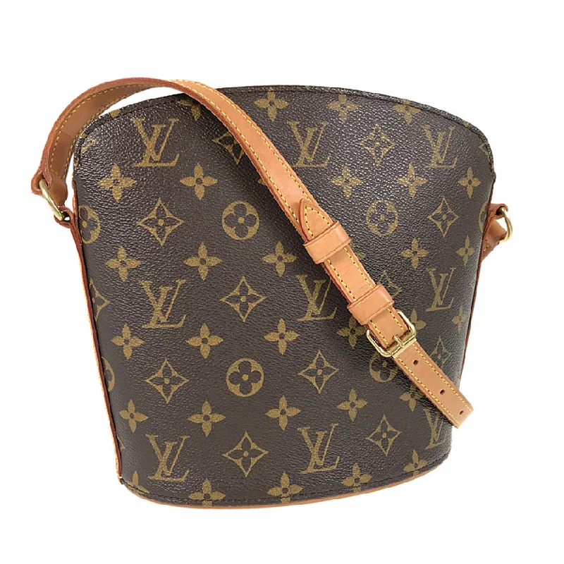 Louis Vuitton backpacks with a hidden back pocket for securityLOUIS VUITTON Monogram Drouot Shoulder Bag