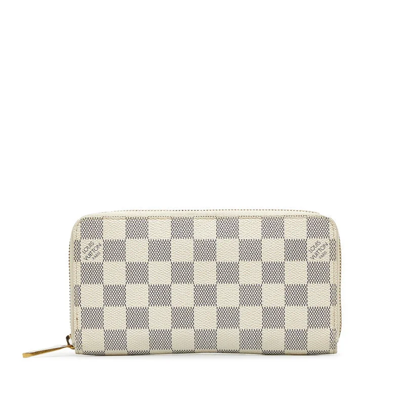 Louis Vuitton Petite Malle bags with a hard - shell structure for uniquenessLouis Vuitton Long Zip Wallet in Damier Azur N63503 White