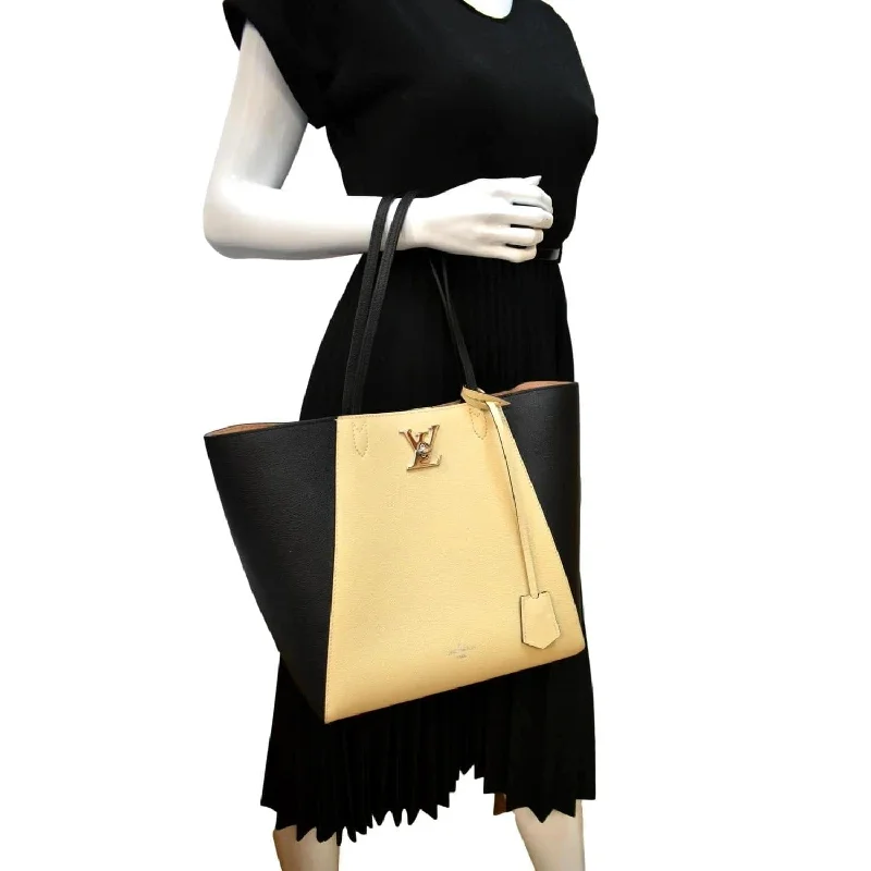 Louis Vuitton tote bags with a spacious interior and multiple pocketsLOUIS VUITTON Lockme Cabas Leather Tote Bag Bicolor