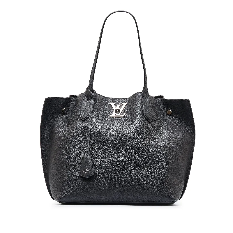 Louis Vuitton Petite Malle bags with a hard - shell structure for uniquenessLouis Vuitton Lockme Cabas Black Calfskin