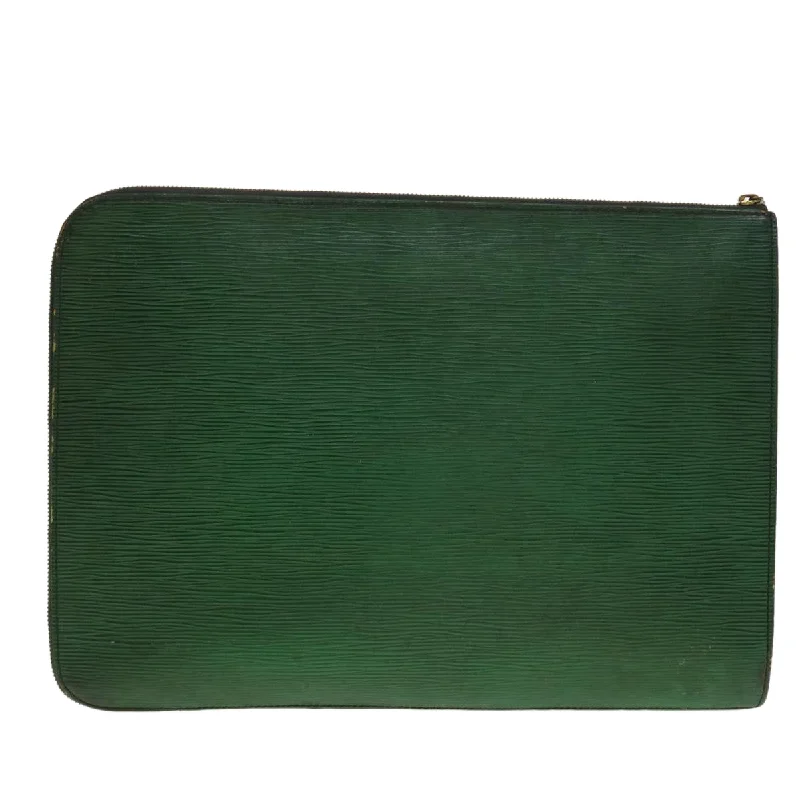 Louis Vuitton Twist bags with a snakeskin - effect panel for a bold lookLOUIS VUITTON Epi Posh Documents Clutch Bag Green M54494 LV Auth 40864