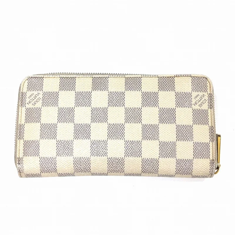 Ladies Louis Vuitton handbags with a detachable coin purse insideLOUIS VUITTON Long Wallet Zippy N41660  Damier Azur White Round