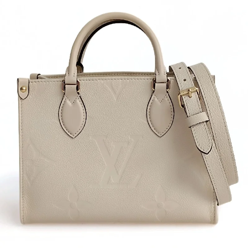 Louis Vuitton tote bags with a double - handle and shoulder - strap optionLOUIS VUITTON Louis Vuitton Louis Vuitton OnTheGo Empreinte PM shoulder bag in ivory leather