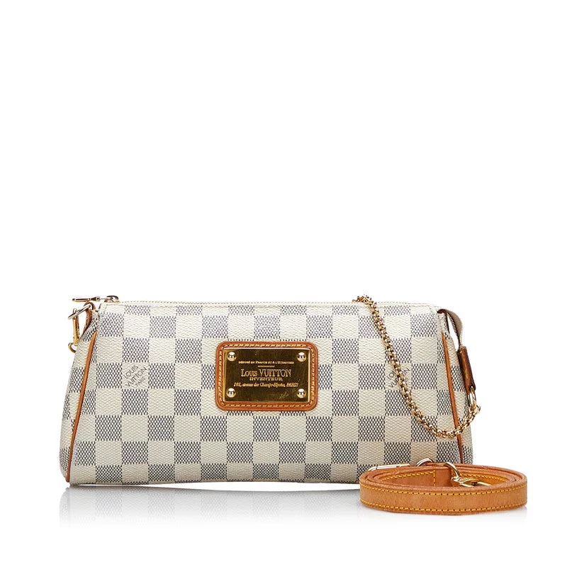 Louis Vuitton bags with a snap - button closure and a decorative charm for styleLouis Vuitton Louis Vuitton Damière Azur N55214 Shoulder Bag PVC/Laser White