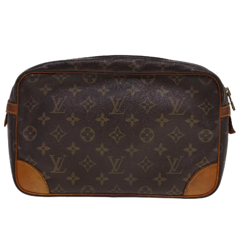 Louis Vuitton handbags with a patent - leather finish for a shiny lookLOUIS VUITTON Monogram Compiegne 28 Clutch Bag M51845 LV Auth rd4714