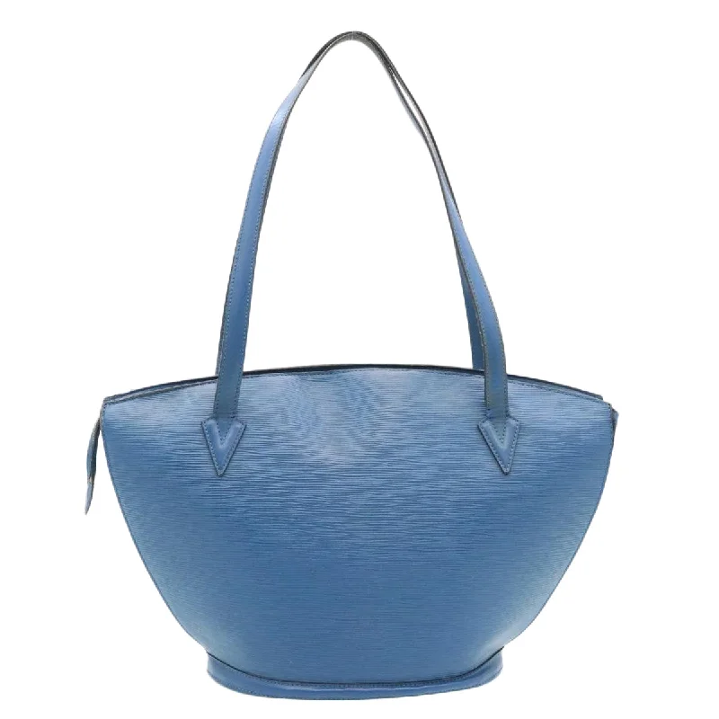 Louis Vuitton tote bags with a water - resistant coating for outdoor useLOUIS VUITTON Epi Saint Jacques Shopping Shoulder Bag Blue M52275 Auth ds220