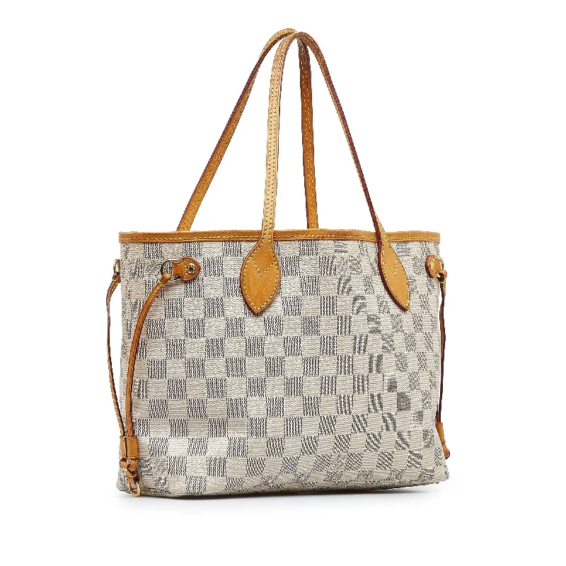 Ladies Louis Vuitton handbags with a detachable coin purse insideLOUIS VUITTON Damier Azur Neverfull PM Tote Bag