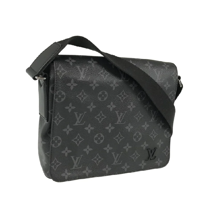 Ladies Louis Vuitton shoulder bags with a magnetic - closure flap for easeLOUIS VUITTON Monogram Eclipse District PM NM Messenger Shoulder Bag