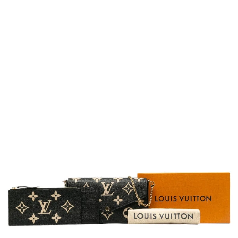 Louis Vuitton bags with a chain - link trim and a leather body for a modern edgeLOUIS VUITTON Louis Vuitton Monogram Amplant M80482 Shoulder Bag Leather Black Beige