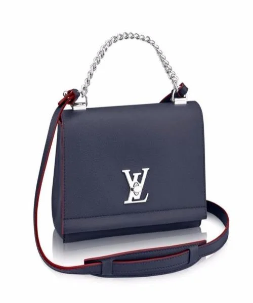 Ladies Louis Vuitton shoulder bags with a magnetic - closure flap for easeLouis Vuitton Lockme II BB Bag Taurillon Leather Marine Rouge