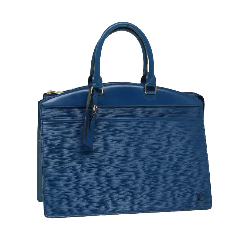 Louis Vuitton bags with a snap - button closure and a decorative charm for styleLOUIS VUITTON Epi Riviera Hand Bag Blue M48185 LV Auth th5239