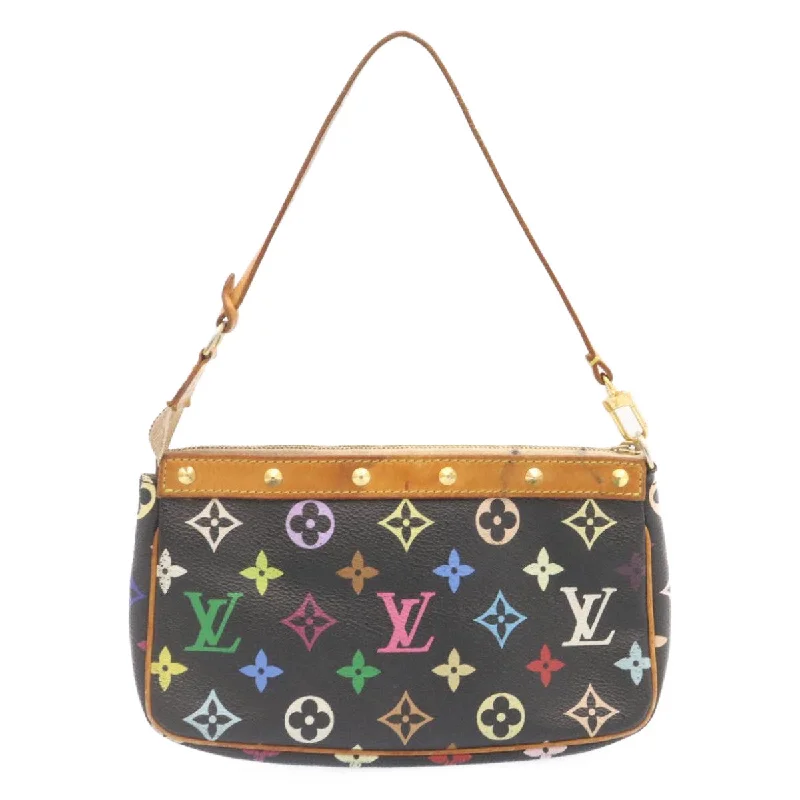 Small - sized Louis Vuitton Pochette Metis bags for a compact carryLOUIS VUITTON Multicolor Pochette Accessoires Pouch Black M92648 LV Auth 20741