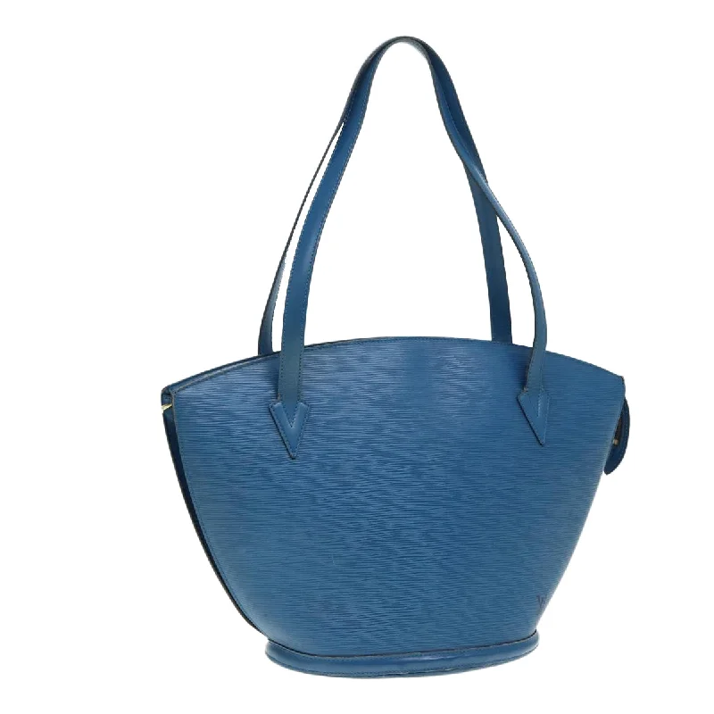 Ladies Louis Vuitton shoulder bags with a wide - width strap for comfortLOUIS VUITTON Epi Saint Jacques Shopping Shoulder Bag Blue M52275 Auth bs17182