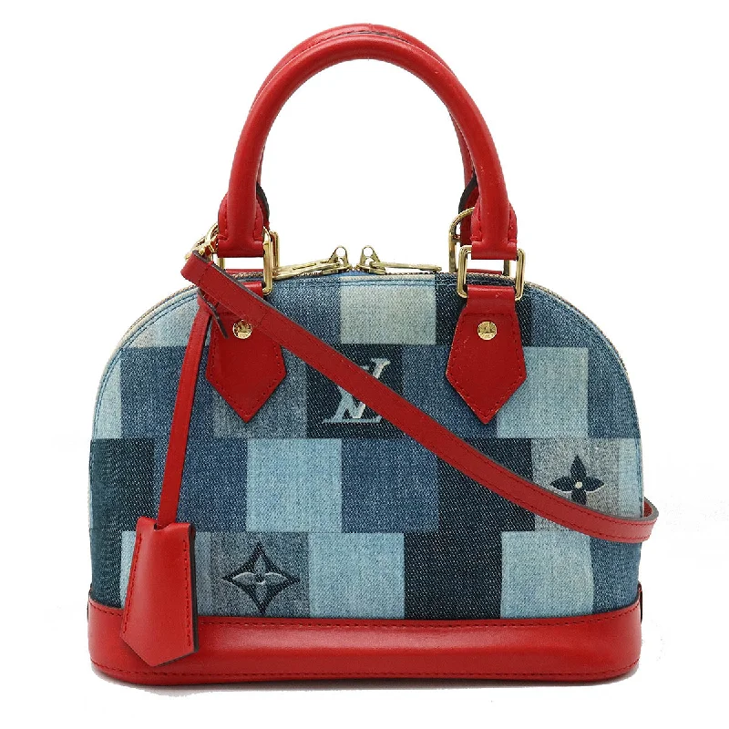 Medium - sized Louis Vuitton tote bags for work and shoppingLOUIS VUITTON Louis Vuitton Monogram Denim Alma BB Handbag 2WAY Shoulder Bag Patchwork Blue Blue Red M45042