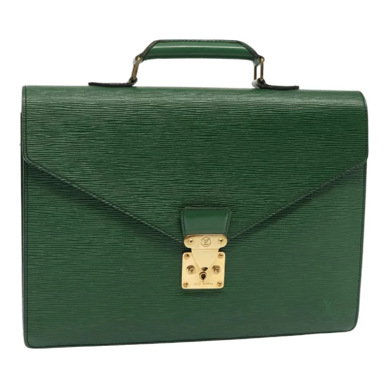 Ladies Louis Vuitton Capucines bags with a detachable shoulder strapLOUIS VUITTON Epi Serviette Conseiller Briefcase Green M54424 LV Auth 86730