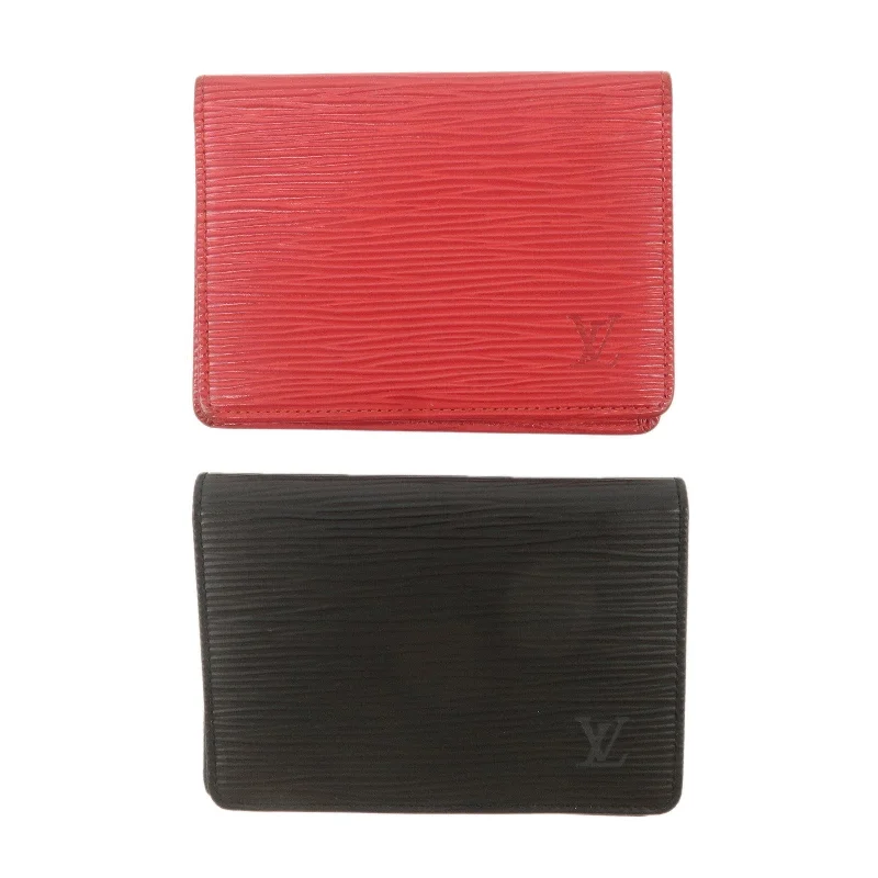 Louis Vuitton bags with a snap - button closure and a decorative charm for styleLouis Vuitton Epi Set of 2 Porte Cult Card Case M63207 M63202