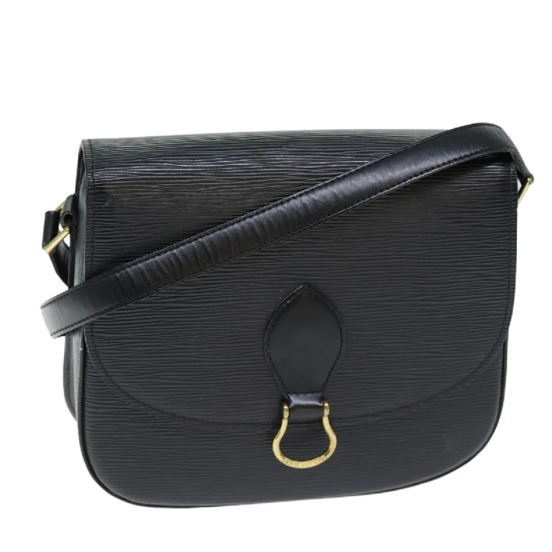 Ladies Louis Vuitton shoulder bags with a magnetic - closure flap for easeLOUIS VUITTON Epi Saint Cloud GM Shoulder Bag Black M52192 LV Auth yk12522