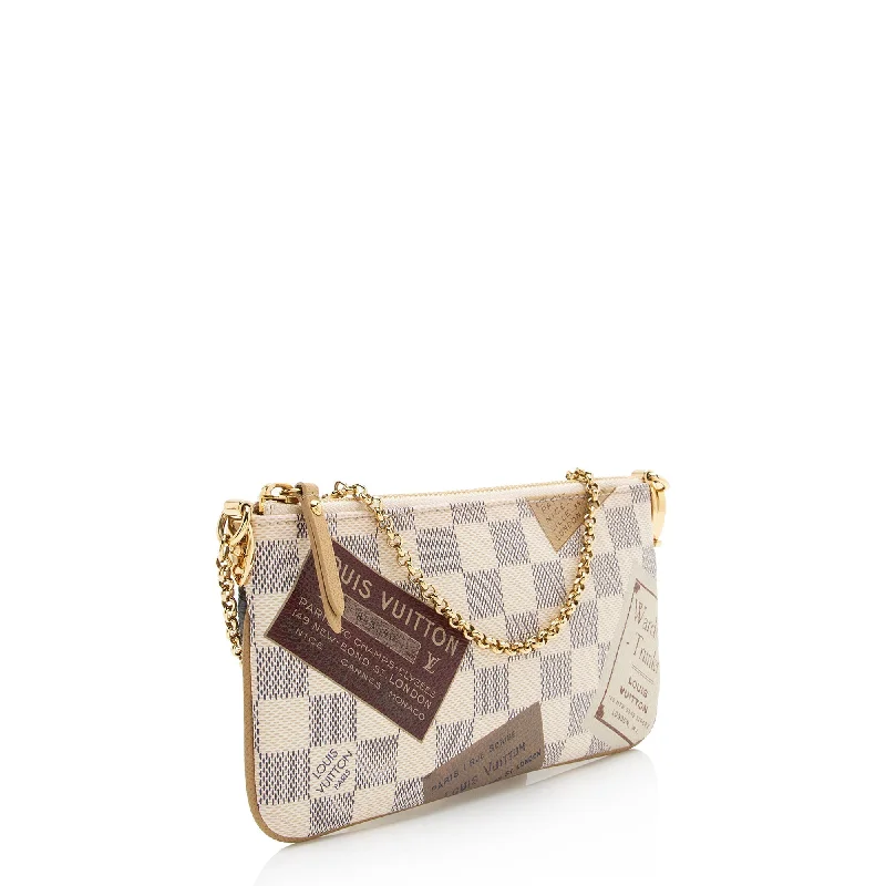 Louis Vuitton crossbody bags with a printed floral pattern for femininityLouis Vuitton Limited Edition Damier Ebene Trunks & Bags Milla MM Pochette Accessoires (SHF-23336)