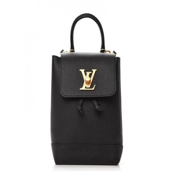 Louis Vuitton handbags with a patent - leather finish for a shiny lookLouis Vuitton Lockme Backpack Mini Noir