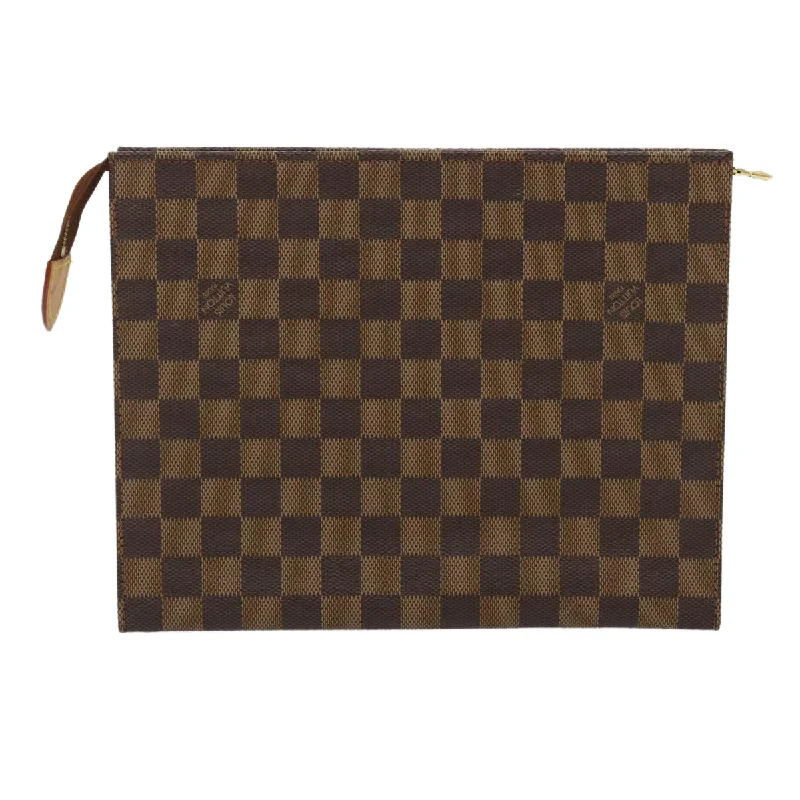 Ladies Louis Vuitton Petite Malle bags with a star - shaped charm for cutenessLOUIS VUITTON Damier Ebene Poche Toilette 26 Pouch N47543 LV Auth am2487g