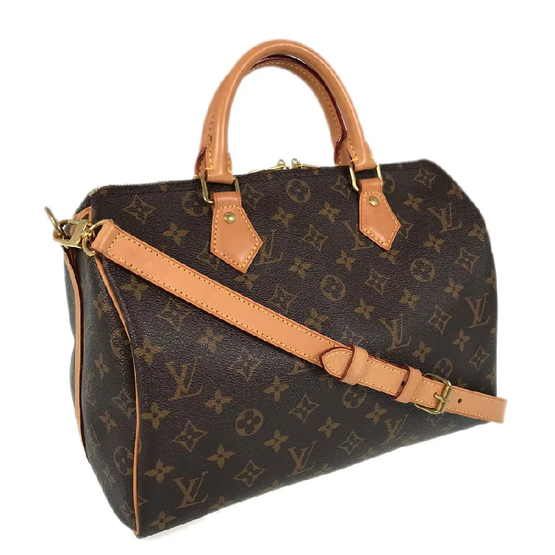 Louis Vuitton bags with a snap - button closure and a decorative charm for styleLOUIS VUITTON Monogram Speedy 30 Bundriere 2WAY Shoulder Handbag