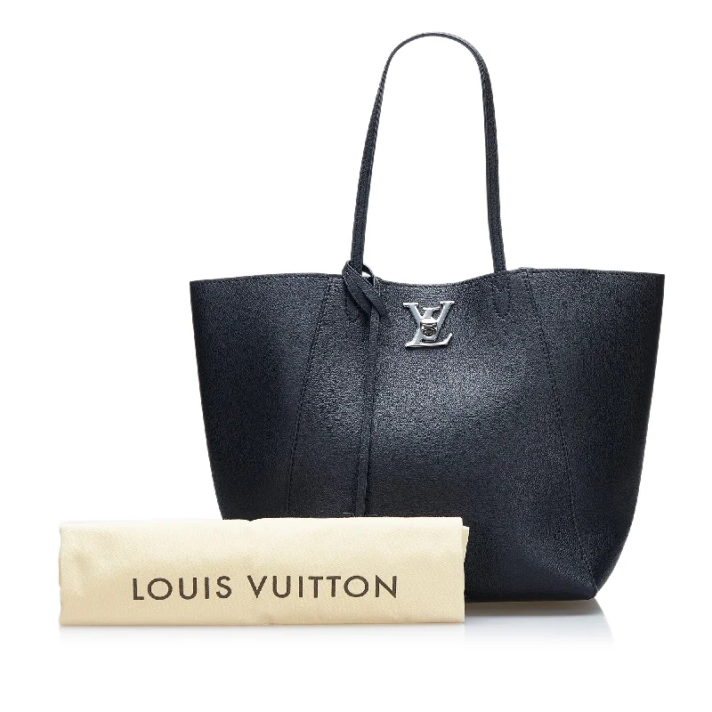 Ladies Louis Vuitton shoulder bags with a single - handle silhouetteLouis Vuitton Lockme Cabas Black Silver