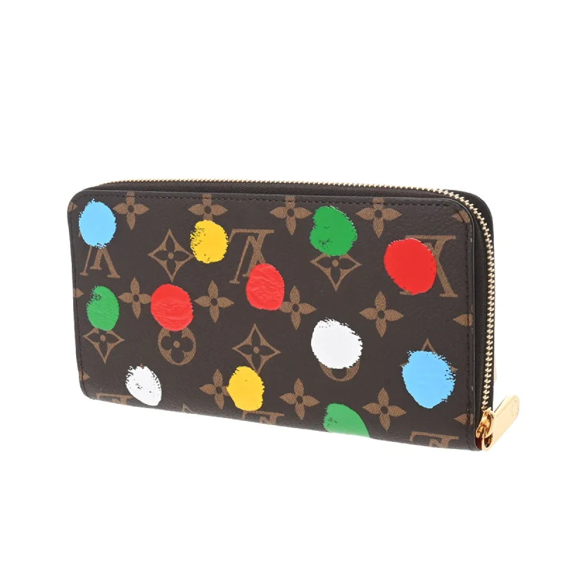 Louis Vuitton Speedy bags in monogram canvas for a classic lookLOUIS VUITTON Monogram Painted Dot LV x YK Yayoi Kusama Zippy Brown M81864 Long Wallet