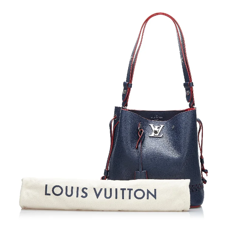 Small - sized Louis Vuitton Pochette Metis bags for a compact carryLouis Vuitton Lockme Bucket Bag Blue Braided Leather