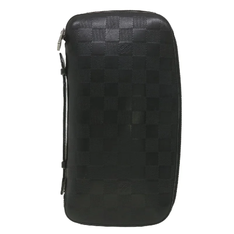 Louis Vuitton bags with a zippered interior pocket for better organizationLOUIS VUITTON Damier Infini Atoll Travel Case Black N41380 LV Auth 38142