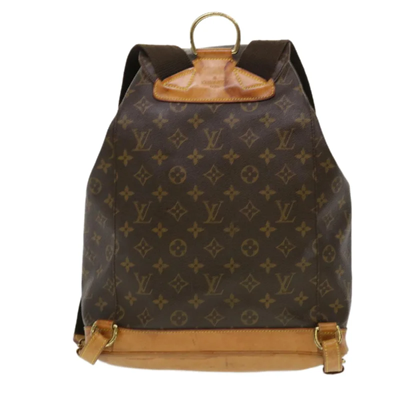 Louis Vuitton bags with a snap - button closure and a decorative charm for styleLOUIS VUITTON Monogram Montsouris GM Backpack M51135 LV Auth th3460