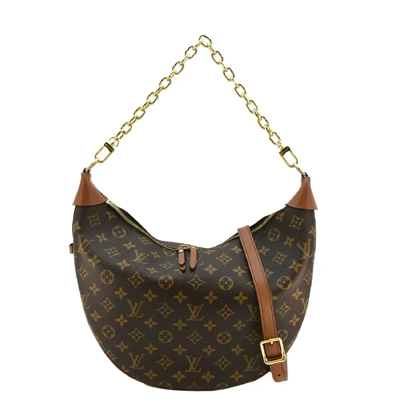 Louis Vuitton bags with a detachable mobile phone holder for convenienceLOUIS VUITTON Loop Reverse Monogram Canvas Shoulder Bag Brown