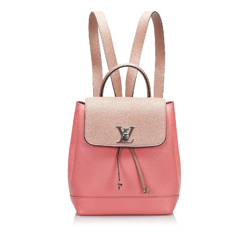 Louis Vuitton backpacks with a padded back panel for comfort during long - wearLouis Vuitton Lockme Backpack Pink Calfskin