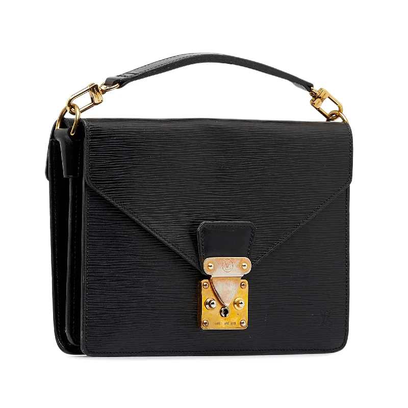 Louis Vuitton bags with a chain - link trim and a leather body for a modern edgeLOUIS VUITTON Epi Monceau Satchel