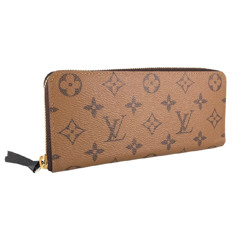 Louis Vuitton bags with a snap - button closure and a decorative charm for styleLOUIS VUITTON Monogram Reverse Portefeuille Clemence M82336 Long wallet Round zipper