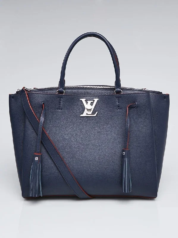 Louis Vuitton tote bags with a double - handle and shoulder - strap optionLouis Vuitton Lockmeto Handbag Luxury Leather Marine Rouge