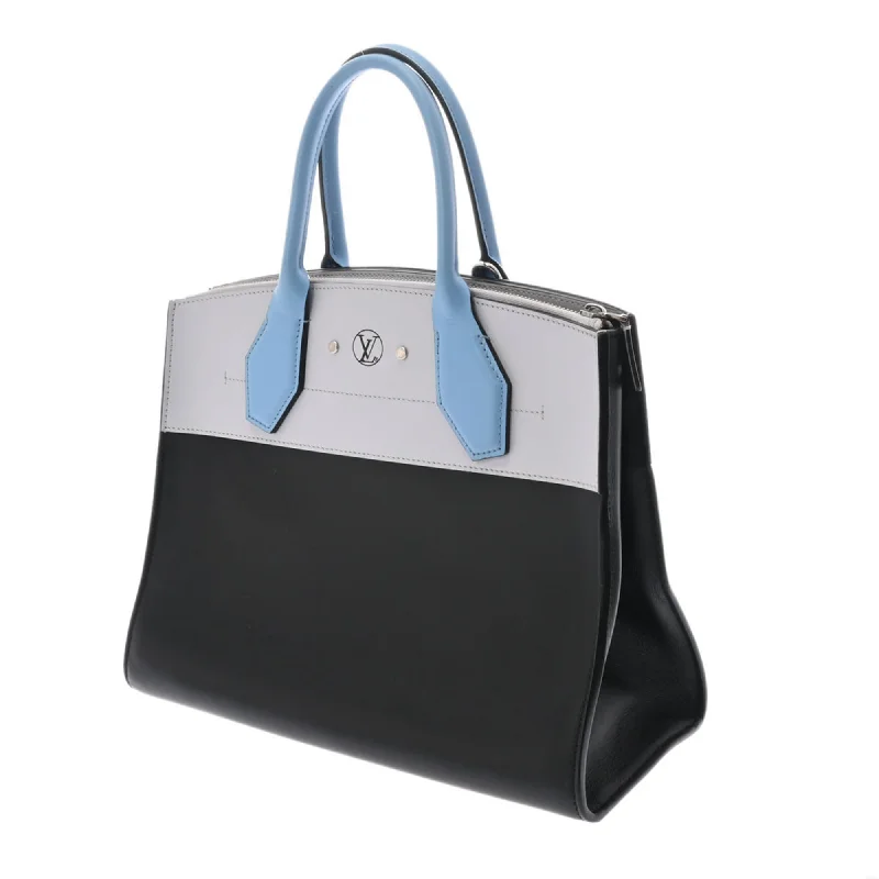 Louis Vuitton backpacks with a sleek, minimalist design for styleLOUIS VUITTON City Steamer MM Black Gray Blue M42435 Ladies Calf Bag