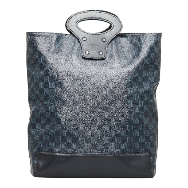 Ladies Louis Vuitton shoulder bags with a wide - width strap for comfortLOUIS VUITTON Damier Cobalt Tote NS Handbag Shoulder Bag N51100 Navy PVC Leather Women's