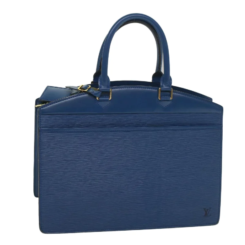 Louis Vuitton handbags with a patent - leather finish for a shiny lookLOUIS VUITTON Epi Riviera Hand Bag Blue M48185 LV Auth yk9039