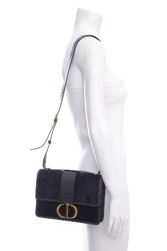 Luxury Christian Dior crossbody bags with a chain - link strapDior 30 Montaigne Flap Bag in Navy Suede