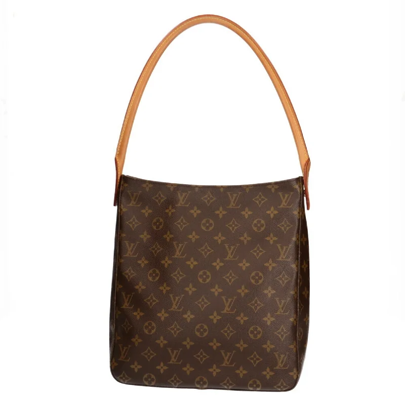 Louis Vuitton bags with a chain - link trim and a leather body for a modern edgeLouis Vuitton Looping GM Monogram Shoulder Bag Brown Ladies