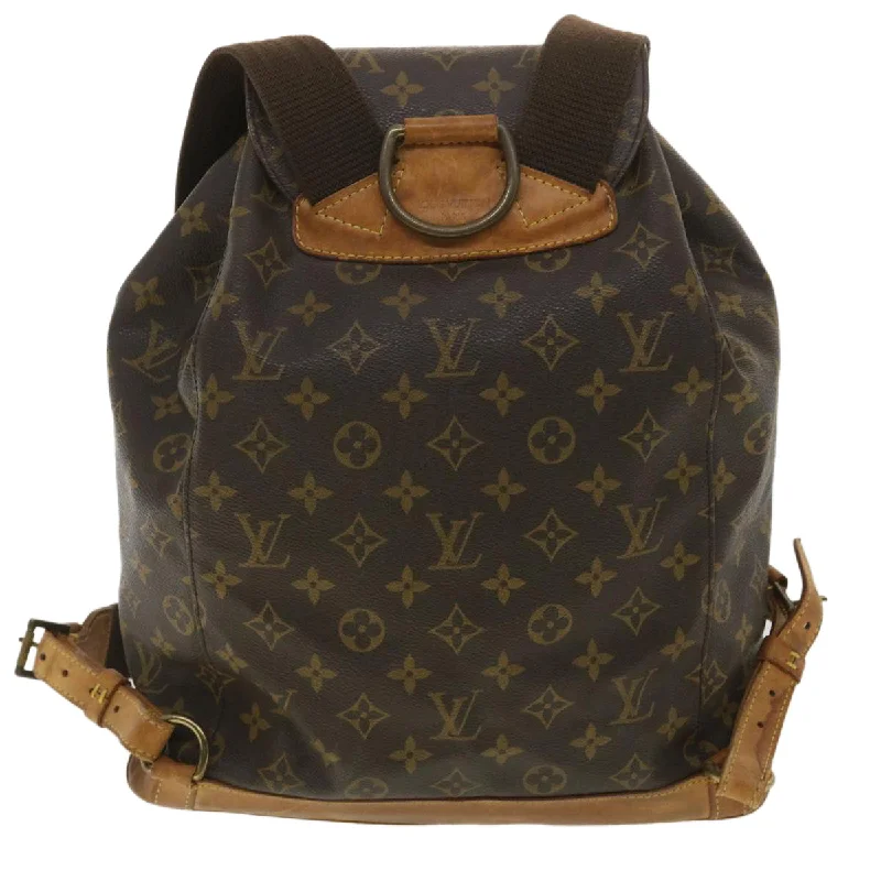 Louis Vuitton backpacks with a padded back panel for comfort during long - wearLOUIS VUITTON Monogram Montsouris GM Backpack M51135 LV Auth 36359