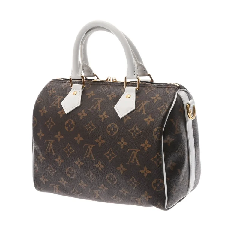 Louis Vuitton tote bags with a printed LV logo on the front for brand visibilityLOUIS VUITTON Monogram Speedy Bandouliere 25 Brown White M20754 Unisex Canvas Handbag