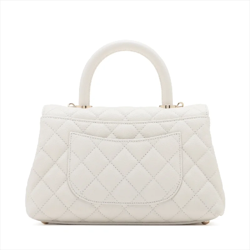 Chanel Quilted Leather Shoulder Bag for FashionistasChanel Quilted Leather Shoulder Bag for FashionistasChanel Coco Handle 24 XS Caviar S 2WAY Handbag White Silver G  A92990