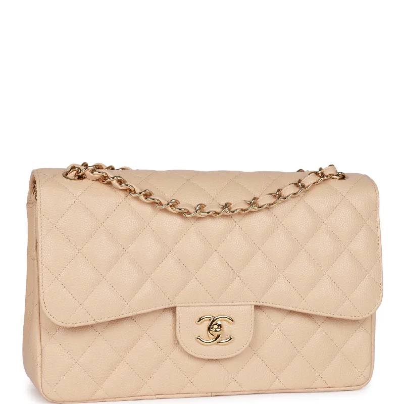 Chanel Colorful Handbag for Spring OutfitsChanel Colorful Handbag for Spring OutfitsPre-owned Chanel Jumbo Classic Double Flap Bag Beige Caviar Gold Hardware