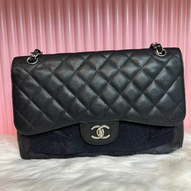 Chanel Colorful Handbag for Spring OutfitsChanel Colorful Handbag for Spring OutfitsChanel Classic Flap Cf Jumbo Caviar Leather W/ Silver Hardware