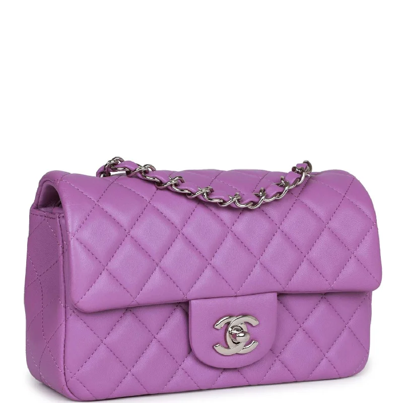 Chanel Chain Strap Handbag for Everyday UseChanel Chain Strap Handbag for Everyday UsePre-owned Chanel Mini Rectangular Flap Bag Purple Lambskin Silver Hardware