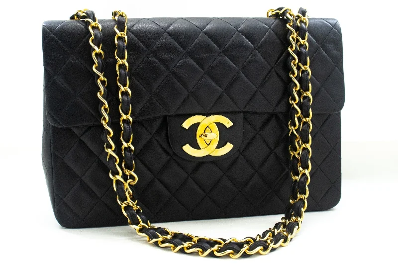 Chanel Vintage Inspired Handbag for Retro LoversChanel Vintage Inspired Handbag for Retro LoversCHANEL Classic Large 13" Flap Chain Shoulder Bag Black Lambskin