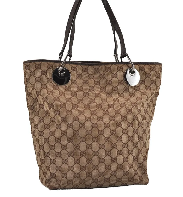 Ladies Gucci Dionysus bags with a detachable shoulder strapAuthentic GUCCI Eclipse Shoulder Tote Bag GG Canvas Leather 120836 Brown 3325I