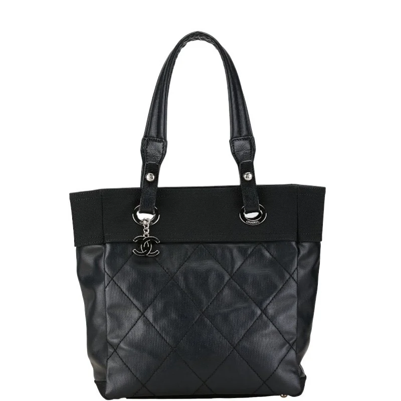 Chanel Designer Handbag with Unique DesignChanel Designer Handbag with Unique DesignChanel Coco Mark Paris Biarritz Tote PM Bag Handbag A34208 Black PVC Canvas Women's CHANEL