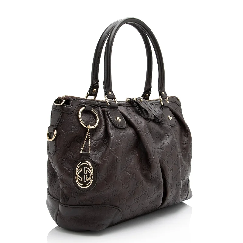 Gucci tote bags for women with a water - resistant coatingGucci Guccissima Leather Sukey Top Handle Large Satchel (23263)